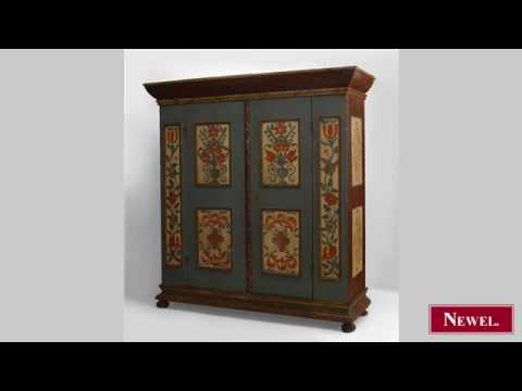 Antique American 18th Cent (German) blue/grey painted armoir