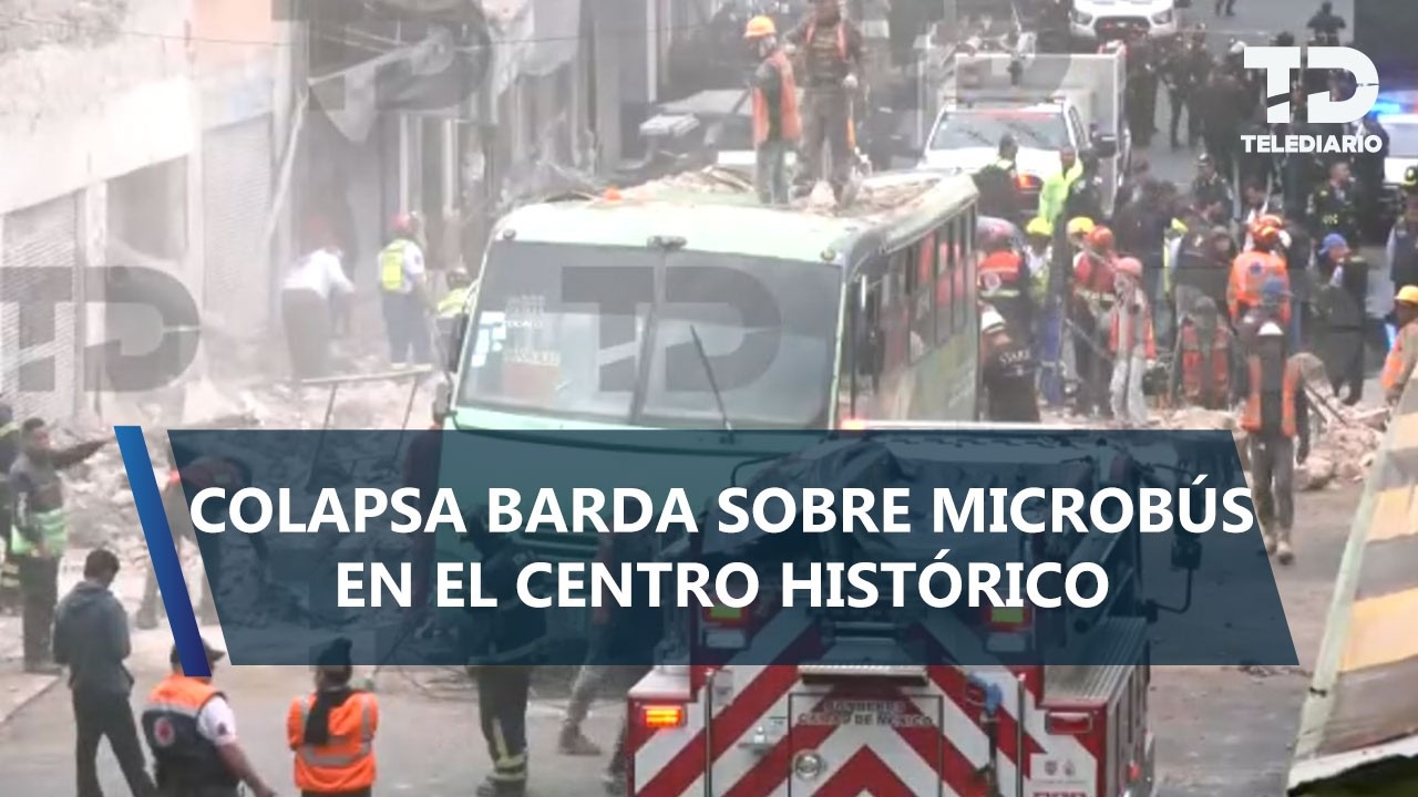 Colapsa barda en restauración sobre camión del transporte público en la Cuauhtémoc