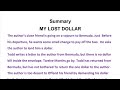 my lost dollar summary in english of class 7 english reader new image