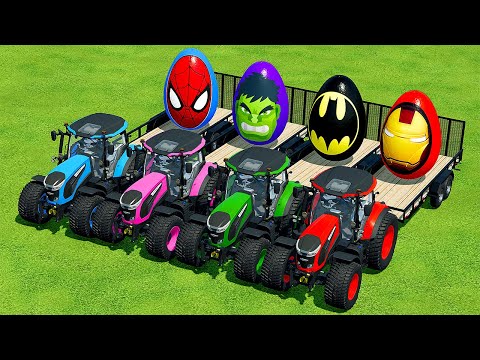 TRANSPORT SUPERHERO EGGS WITH LANDINI TRACTORS - Farming Simulator 22