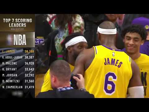 LeBron James breaks the all-time scoring record (+ Ceremony/Speech)