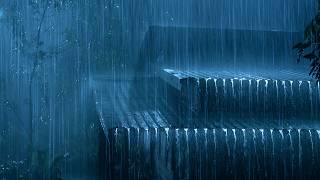 (No Ads) Night Thunderstorm Rain Sounds for Sleep | Heavy Rain on Tin Roof & Powerful Thunder