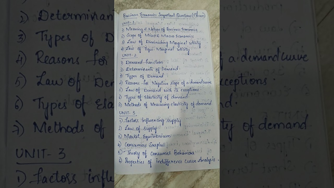 Business economics important questions in Kakatiya university in 5 sem in 3rd B.com (CA) in Degree