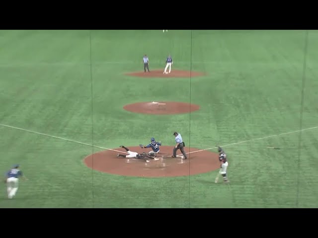 【7回表】 マリーンズ・角中の一打に岡が好走塁で同点に追いつく!! 2019/8/13 F-M