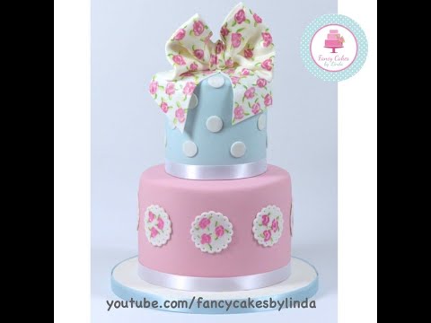 How to Make a 2 Tier Cake with hand painted abstract roses tutorial Design Inspired by Cath Kidston