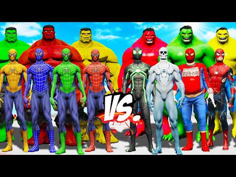 TEAM HULK & TEAM SPIDER-MAN COLOR vs TEAM SPIDER-MAN & TEAM HULK MONSTER - EPIC SUPERHEROES WAR
