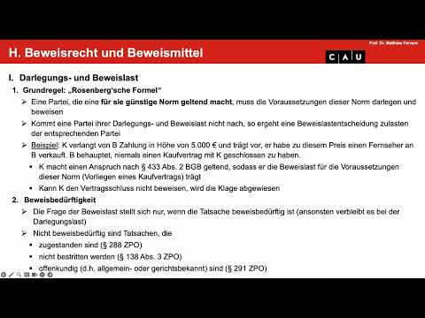 Zivilprozessrecht – Folge 08 (Beweislast, Beweismaß, Beweislastumkehr, Anscheinsbeweis)