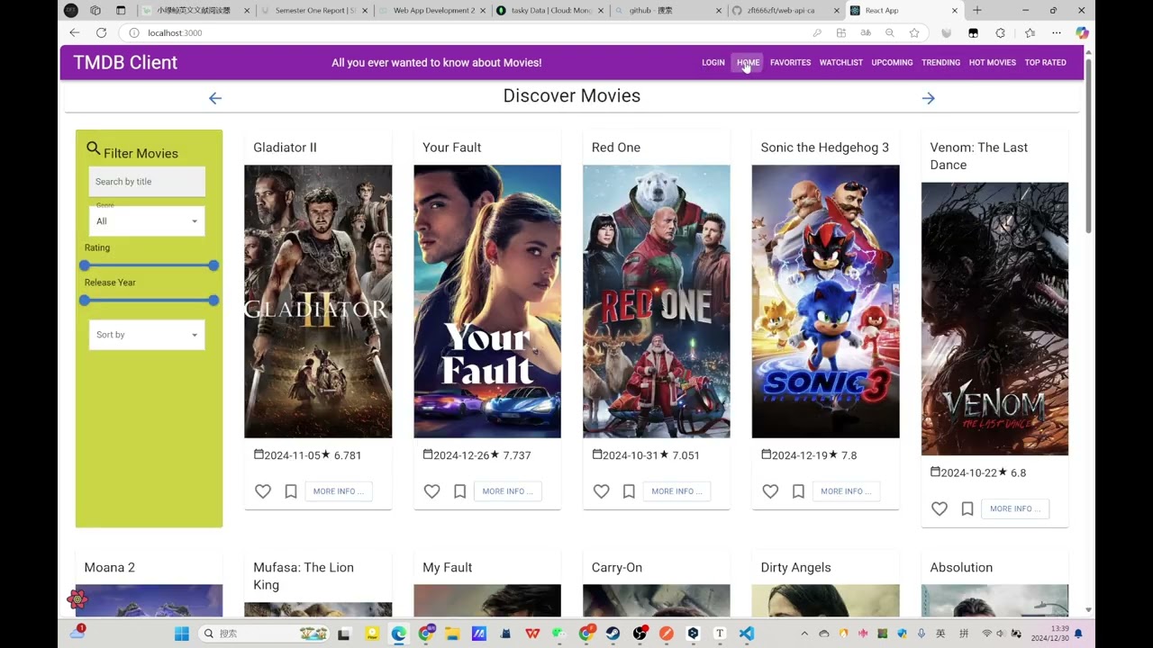 Web Assignment 2 Web API / React App Integration