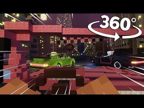 VR Planet - Minecraft - Street Race in 360° - Minecraft Animation [VR] 4K Video
