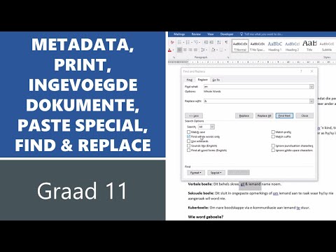 3.1 Metadata, Printing, Embedded docs, Paste special en Find & Replace (Gr 11)
