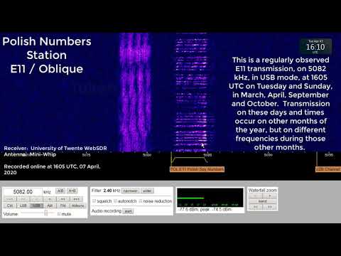 Numbers Station, Polish, E11, 5082 kHz, USB mode, 07 April, 2020, 1605 UTC