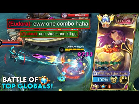 TOP GLOBAL ONE SHOT LESLEY VS TOP GLOBAL EUDORA ONE COMBO KILL (WHO WILL WIN?) RAXIE VS TRASHTALKER💢