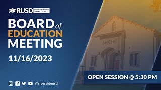 LIVE STREAM: RUSD Board Meeting 11-16-2023