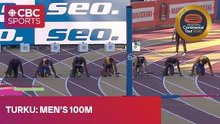 Men's 100m race at Continental Tour in Turku, Finland