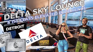 Delta Sky Lounge Detroit & 1st Class Experience!