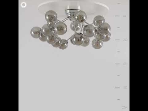 Plafonnier Dallas Gris - Acier - Verre clair - 65 x 23 x 65 cm