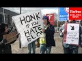 Protestors Hold Anti-Musk Demonstration Outside Tesla Dealership In London, United Kingdom