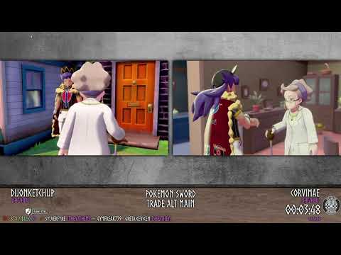 Speedrun Ragnarok 2021: Pokemon Sword - Trade Alt Main% race by dijonketchup vs. Corvimae