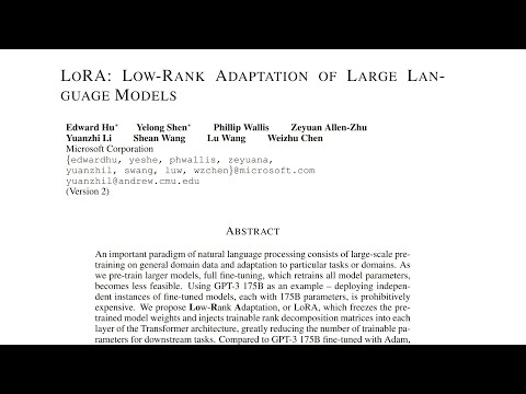LoRA: Low-Rank Adaptation of LLMs Explained