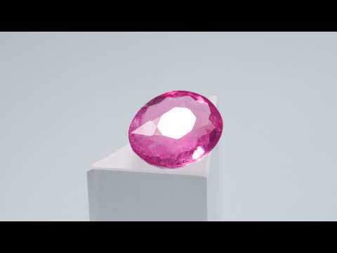 Натуральний рожевий Турмалін Рубеліт овал 12.4x10.4мм 4.46ct видео