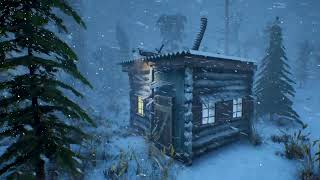 SNOWSTORM near lonely hut at Night. Blowing wind, Howling wind, Cold winter sounds
