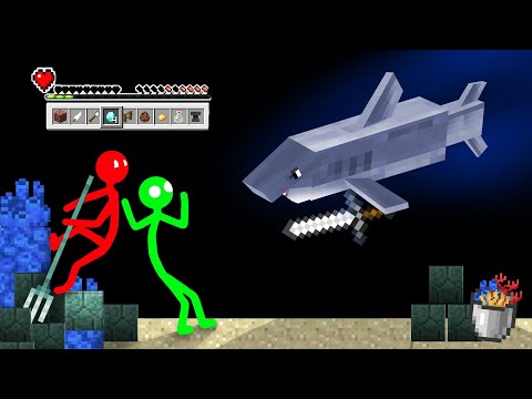 Minecraft, But Stickman Escapes Secret Underwater Base - Animation