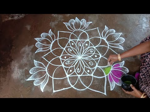 Aadi 18m perukku simple rangoli // 5X3 dots beginners rangoli // Easy rangoli // Latha kolam