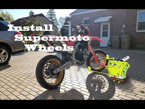 Exactly how to install Warp 9 supermoto wheels, sumo wheels on your dirt bike.  Honda CRF450 CRF450L
