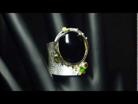 Серебряное кольцо с натуральной Шпинелью и Хромдиопсидами видео