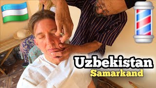 $2 Legendary Silk Road Shave! 🇺🇿 Traditional Uzbekistan Barbershop ASMR in Historic Samarkand