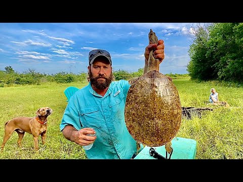 Giant Softshell TURTLE Catch Clean Cook | Fire Roasted Just Like CHICKEN!
