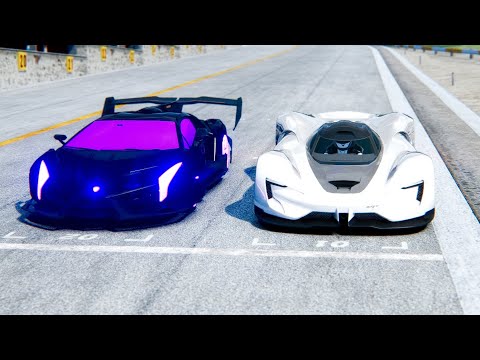 Lamborghini Veneno GTR Concept vs SRT Tomahawk at Drag Race 20 KM