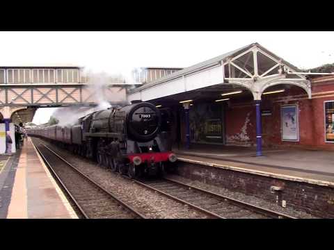 BR 7MT Britannia 70013 'Oliver Cromwell' at Altrincham Railway Station with 'The Cheshireman' Video