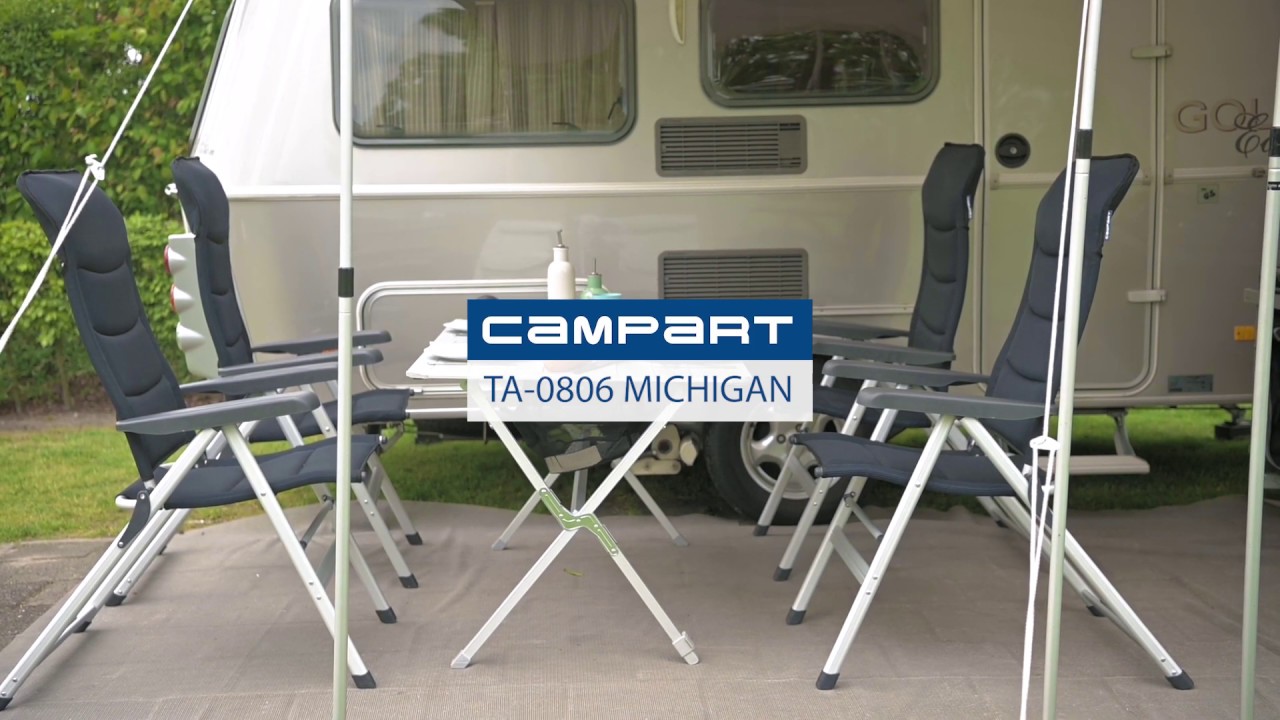 Campart Campingtisch Michigan mit rollbarer Tischplatte, 140 x 70 cm