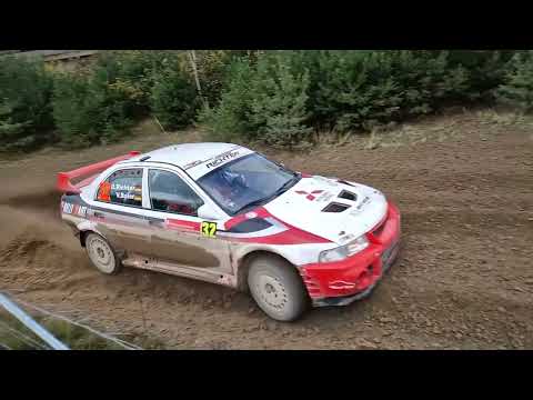 Mitsubishi Lancer Evo action at Lausitz Rally (slow motion)