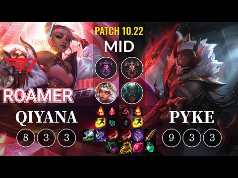 T1 Roamer Qiyana vs Pyke Mid - KR Patch 10.22