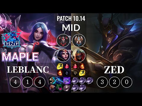 LNG Maple LeBlanc vs Zed Mid - KR Patch 10.14