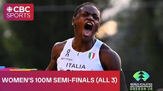 Trio of women's 100m semifinals from World Athletics U20 Championships in Oregon | #CBCSports