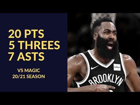 James Harden 20 Pts 5 Threes 7 Asts 8 Rebs Highlights vs Orlando Magic | NBA 20/21 Season
