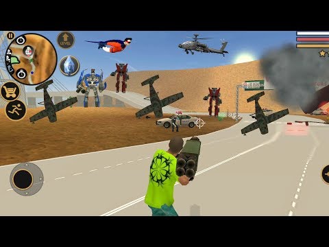 Vegas Crime Simulator (Vegas Hero Destroys Naxeex Airplane) - Helicopter Destroys Car Robot - HD