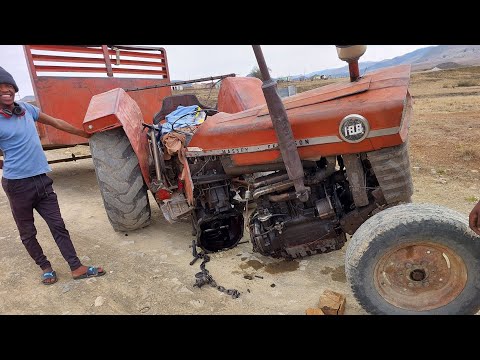 My Tractor got Broken In Half After I Loaded Heavy Weight #tractor #masseyferguson #farming
