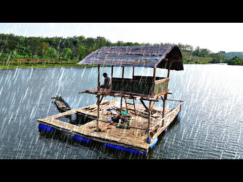 MEMBANGUN RUMAH RAKIT SAMBIL MANCING IKAN PATIN DI TERJANG HUJAN BADAI #03