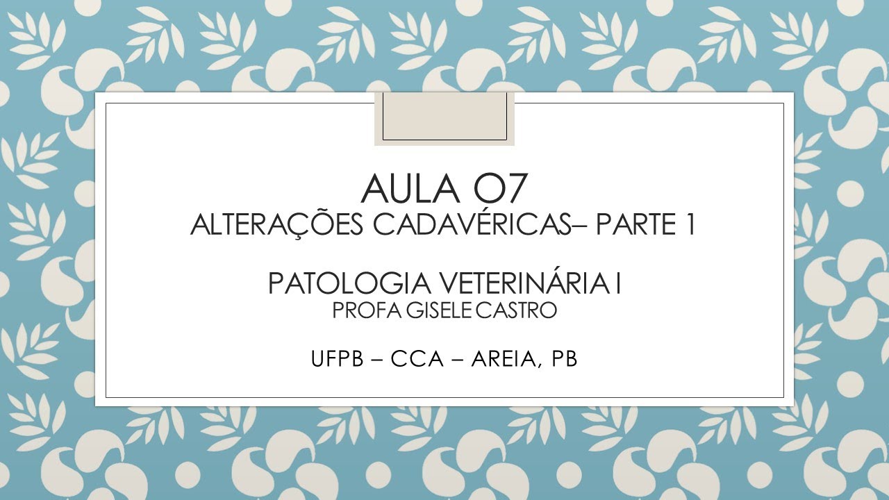 Aula 07 Alterações cadavéricas parte 1 Pato 1
