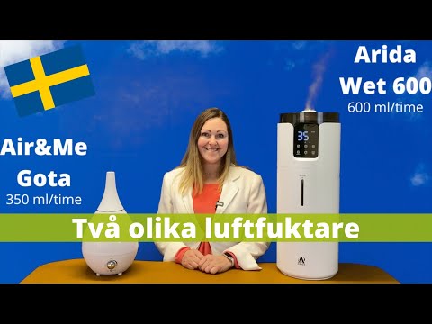 Två luftfuktare air&me Gota och Arida Wet U 600. Ultrasoniske luftfuktare