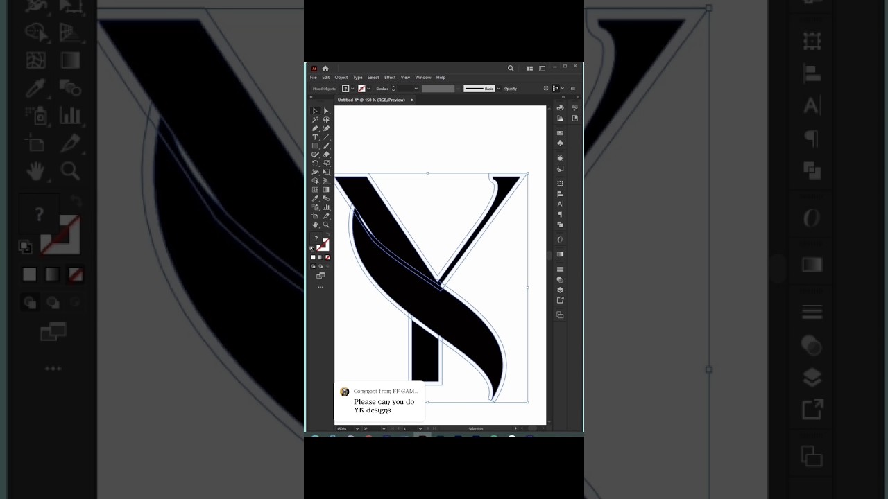 Letter Y & K Logo Design in Illustrator - Adobe Illustrator Tutorial #ondesign #shortvideo