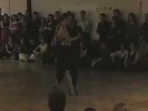  Meredith Klein  and  Andres Amarilla  are  dancing  to  the  tango  "  A Evaristo Carriego  "