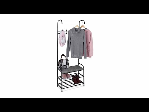 Garderobe mit Schuhablage & Sitzbank Schwarz - Grau