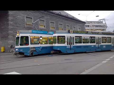 Bahnhof Enge in Zürich sind zwei 5er-Trams kollidiert und entgleist !