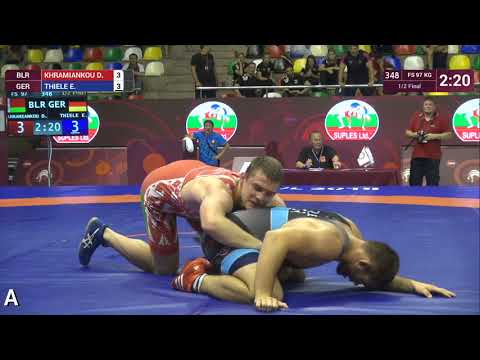 1/2 FS - 97 kg: D. KHRAMIANKOU (BLR) v. E. THIELE (GER)