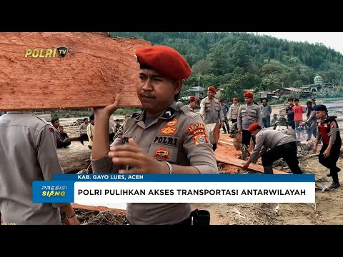POLSEK RIKIT GAIB DAN BRIMOB GOTONG ROYONG BANGUN JEMBATAN DARURAT PASCABANJIR PENOMON JAYA